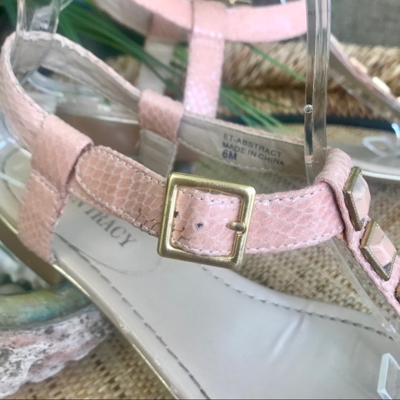 💰Ellen Tracy Embellished Pink Snakeskin Sandal - Picture 4 of 6